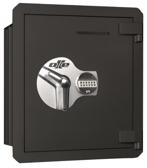 CAJA FUERTE OLLÉ, SERIE l - MURAL, CON CERRADURA DE LLAVE + COMBINACIÓN ELECTRÓNICA. CON RANURA.